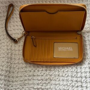 Michael Kors Mustard Yellow Zip Wallet Wristlet